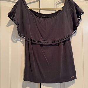 Guess Women's Dark Gray Off-Shoulder Blouse